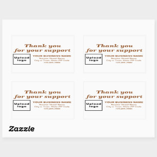 Sticker Rectangulaire Merci Brown pour votre soutien à White