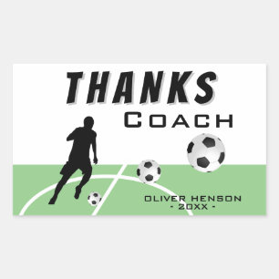 Sticker Rectangulaire Merci Coach Soccer Player Merci