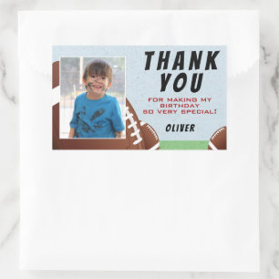 Sticker Rectangulaire Merci d'anniversaire du football américain