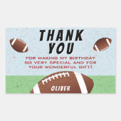 Sticker Rectangulaire Merci d'anniversaire du football américain (Devant)
