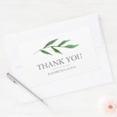 Sticker Rectangulaire Merci d'aquarelle Feuille luxuriante Favor (Enveloppe)