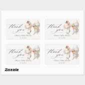 Sticker Rectangulaire Merci de Baby shower élégant Floral Bow (Feuille)