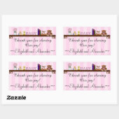 Sticker Rectangulaire Merci De Baby shower Rose (Feuille)
