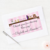Sticker Rectangulaire Merci De Baby shower Rose (Enveloppe)