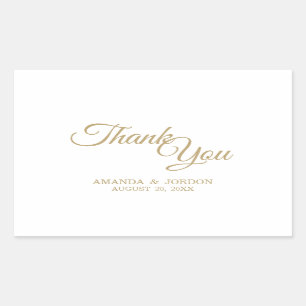 Sticker Rectangulaire Merci de calligraphie or simple