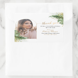 Sticker Rectangulaire Merci de graduation de l'Arc d'or tropical