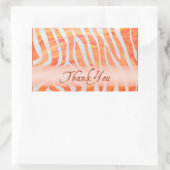 Sticker Rectangulaire Merci de modèle Zèbre orange et blanc (Sac)
