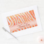 Sticker Rectangulaire Merci de modèle Zèbre orange et blanc (Enveloppe)