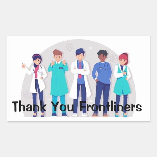 Sticker Rectangulaire Merci de première ligne (Devant)