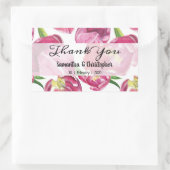 Sticker Rectangulaire Merci de tulipes roses (Sac)