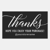 Sticker Rectangulaire Merci de votre achat avec un script noir moderne (Devant)