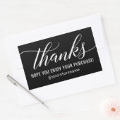 Sticker Rectangulaire Merci de votre achat avec un script noir moderne (Enveloppe)