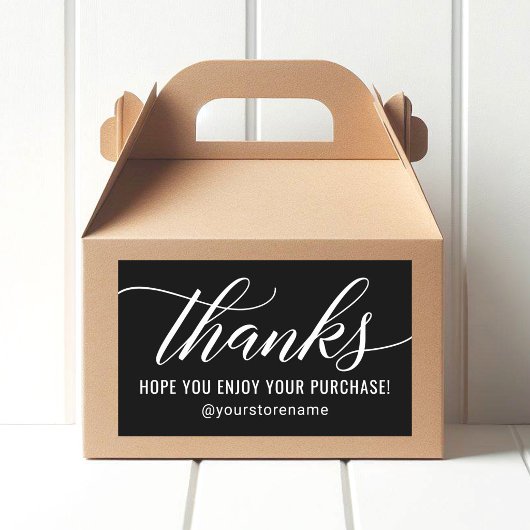 Sticker Rectangulaire Merci de votre achat avec un script noir moderne