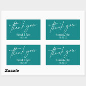 Sticker Rectangulaire Merci d'écriture manuscrite contemporain simple Tu (Feuille)