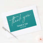 Sticker Rectangulaire Merci d'écriture manuscrite contemporain simple Tu (Enveloppe)