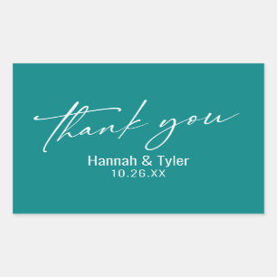 Sticker Rectangulaire Merci d'écriture manuscrite contemporain simple Tu