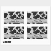 Sticker Rectangulaire Merci d'impression de vache noire et blanche (Feuille)