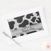 Sticker Rectangulaire Merci d'impression de vache noire et blanche (Enveloppe)