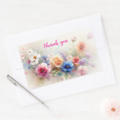 Sticker Rectangulaire Merci Elégant Art Floral Aquarelle Moderne (Enveloppe)