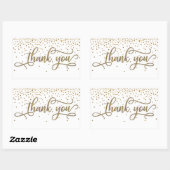 Sticker Rectangulaire Merci Elegant Script, Paillettes Dorées & Confetti (Feuille)