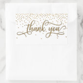 Sticker Rectangulaire Merci Elegant Script, Paillettes Dorées & Confetti (Sac)