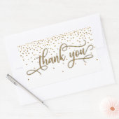 Sticker Rectangulaire Merci Elegant Script, Paillettes Dorées & Confetti (Enveloppe)