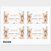 Sticker Rectangulaire Merci en terre cuite moderne Mariage de script (Feuille)