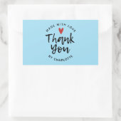Sticker Rectangulaire Merci fait à la main avec amour bleu (Sac)