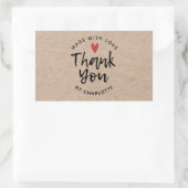 Sticker Rectangulaire Merci fait main avec amour rustique Kraft (Sac)