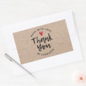 Sticker Rectangulaire Merci fait main avec amour rustique Kraft (Enveloppe)