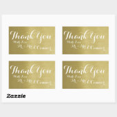 Sticker Rectangulaire merci faux or (Feuille)