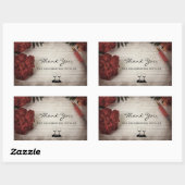 Sticker Rectangulaire Merci Floral Design Pour Célébrer Avec Nous (Feuille)