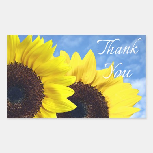 Sticker Rectangulaire Merci Floral Fleur de tournesol Jaune (Devant)