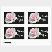 Sticker Rectangulaire Merci floral rose Fleur rose Mariage noir (Feuille)
