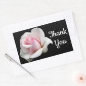 Sticker Rectangulaire Merci floral rose Fleur rose Mariage noir (Enveloppe)