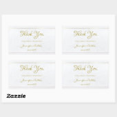 Sticker Rectangulaire Merci Gold Script à main Texte Marbre Modèle (Feuille)