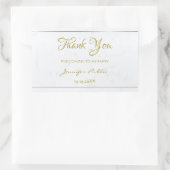 Sticker Rectangulaire Merci Gold Script à main Texte Marbre Modèle (Sac)