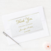 Sticker Rectangulaire Merci Gold Script à main Texte Marbre Modèle (Enveloppe)
