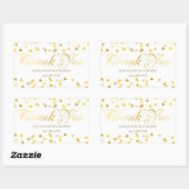 Sticker Rectangulaire Merci Gold Script et Golden Hearts Confetti (Feuille)