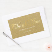 Sticker Rectangulaire Merci Gold Script et poussière d'or (Enveloppe)