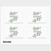 Sticker Rectangulaire Merci gracieux Bienheureux script vert foncé (Feuille)