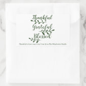 Sticker Rectangulaire Merci gracieux Bienheureux script vert foncé (Sac)