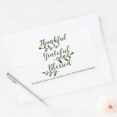 Sticker Rectangulaire Merci gracieux Bienheureux script vert foncé (Enveloppe)