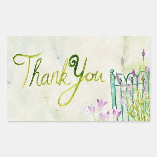 Sticker Rectangulaire Merci Lavande aquarelle (Devant)