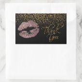 Sticker Rectangulaire Merci - Lièvres Roses en or avec Confetti Or (Sac)