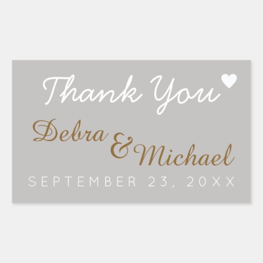 Sticker Rectangulaire merci, mariage (Devant)