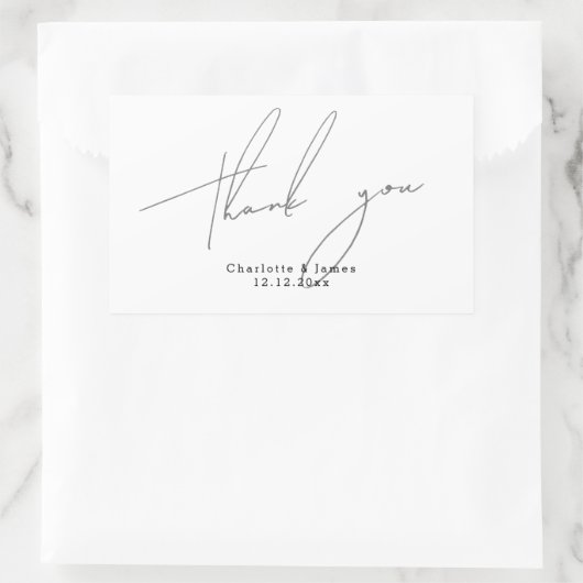 Sticker Rectangulaire Merci moderne et élégant personnalisé (Sac)