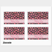Sticker Rectangulaire Merci Motif de Dalmatie rose et noir (Feuille)