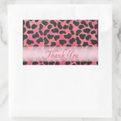 Sticker Rectangulaire Merci Motif de Dalmatie rose et noir (Sac)