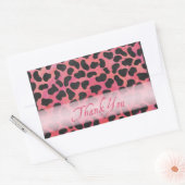 Sticker Rectangulaire Merci Motif de Dalmatie rose et noir (Enveloppe)